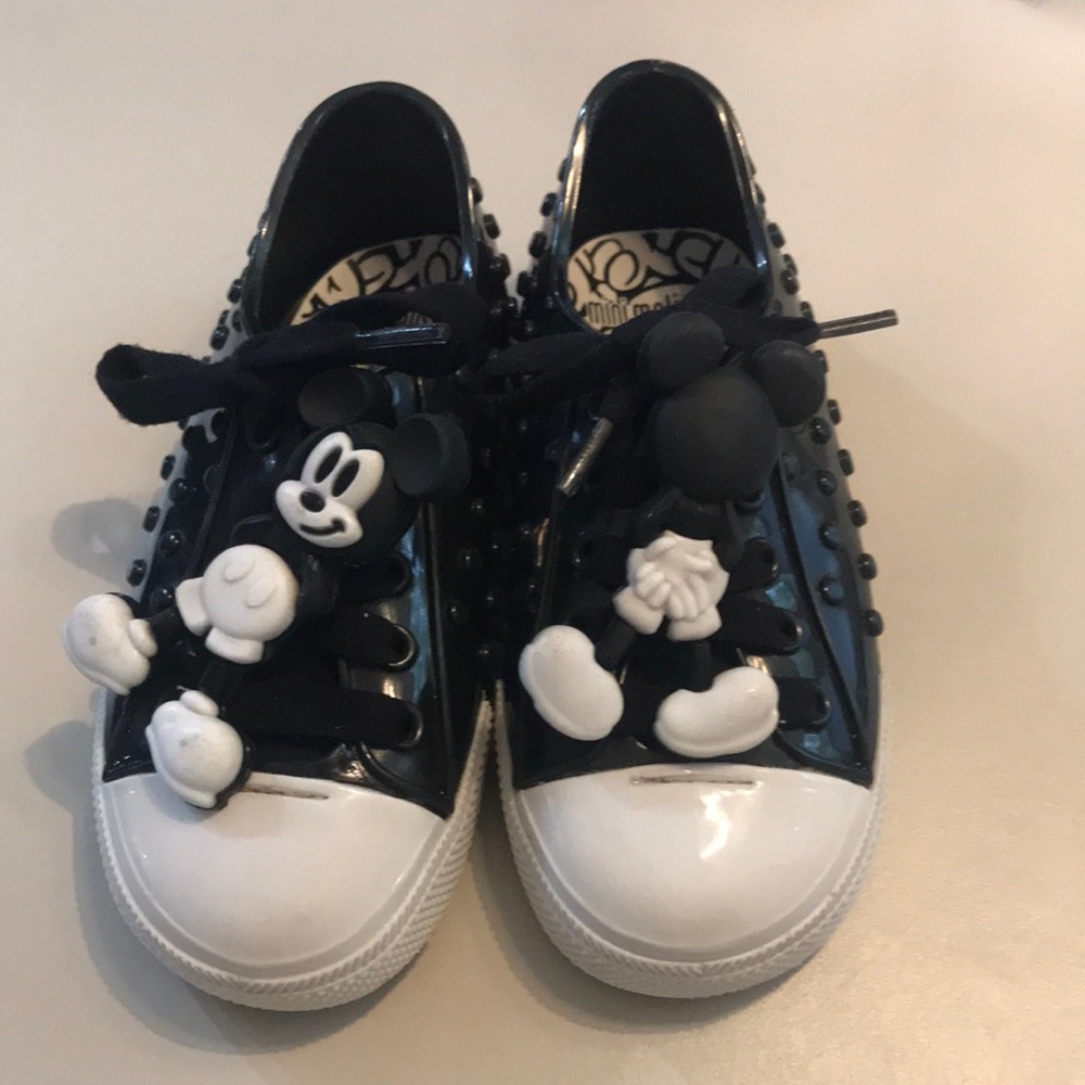 Mini Melissa Disney Mickey Mouse Black Sneakers Sz 9